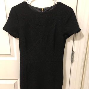 Carmen Marc Valvo Short Sleeve Black Crepe Dress